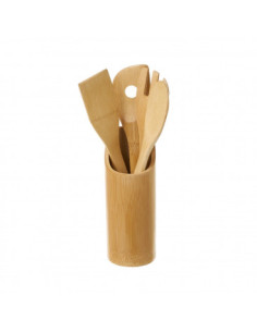 TARRO CON 4 UTENSILIOS BAMBU