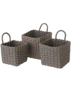 CESTA PAPEL TRENZADO GRIS...