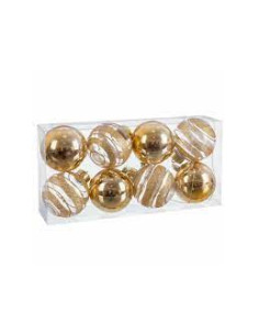 S/8 BOLAS PLASTICO ORO 8 X...