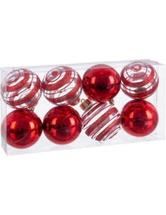 S/8 BOLAS PLASTICO ROJO 8 X...