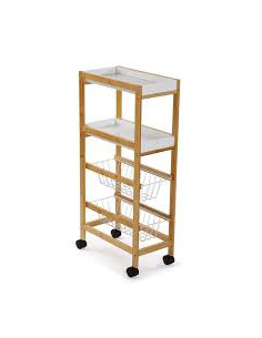 CARRO C/ RUEDAS 2 CESTAS BLANC