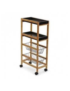 CARRO C/ RUEDAS 2 CESTAS NEGRO