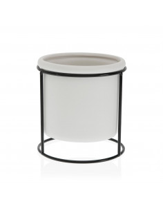 MACETA BLANCA C/BASE METAL