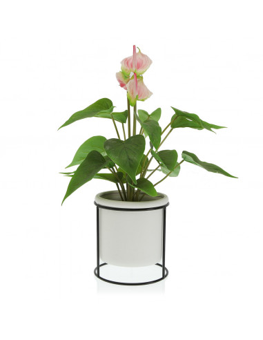 MACETA BLANCA C/BASE METAL