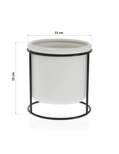 MACETA BLANCA C/BASE METAL
