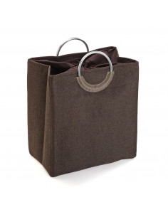 CESTA DE ROPA DOBLE MARRON