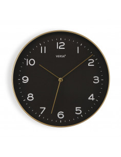 RELOJ NEGRO MARCO DORADO
