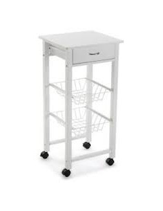 CARRO C/ RUEDAS 2 CESTAS BLANC