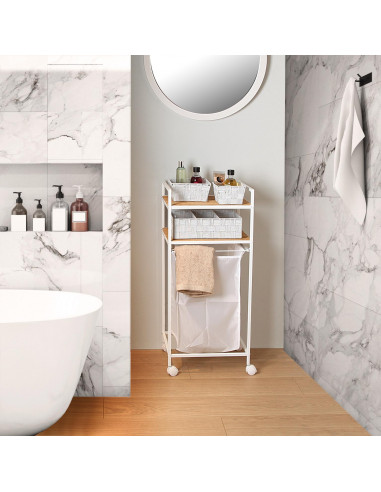 CESTA ROPA C/RUEDAS WHITE