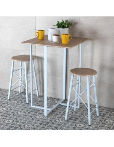 JUEGO MESA/2 TABURETES BLANCO