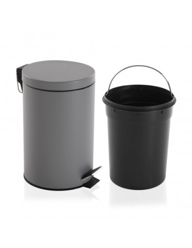 PAPELERA C/ TAPA GRIS 12L